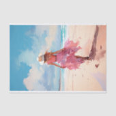 Papier Mousseline Fille à la plage 5 découpage papier (Recto)