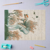 Papier Mousseline Fille à la pomme, ramassant des fleurs. (Artisanat)