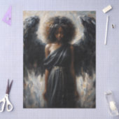 Papier Mousseline Fille Ange À Peau Brown Avec Ailes Noires (Artisanat)