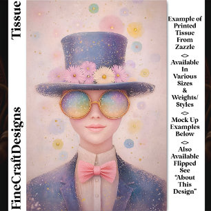 Papier Mousseline Fille au chapeau fleuri et lunettes de soleil DN3L