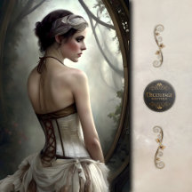 Fille au corset decoupage en bois brumeux