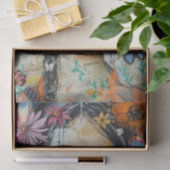 PAPIER MOUSSELINE FILLE AUX FLEURS BOHO DECOUPAGE (Cadeau)