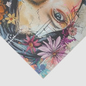 PAPIER MOUSSELINE FILLE AUX FLEURS BOHO DECOUPAGE (Détail)