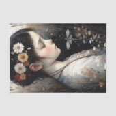 Papier Mousseline Fille avec fleurs et libellule Découpage (Recto)