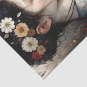 Papier Mousseline Fille avec fleurs et libellule Découpage (Détail)