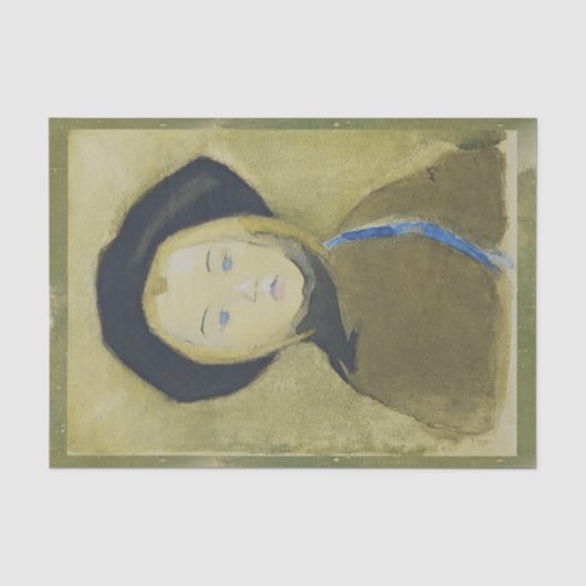 Papier Mousseline Fille avec ruban bleu, Helene Schjerfbeck (Recto)
