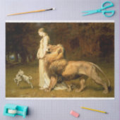 Papier Mousseline Fille avec un papier découpage mouton & lion (Artisanat)