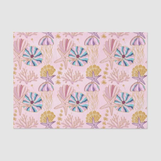 Papier Mousseline Fille Bébé rose sous la brise marine (Recto)