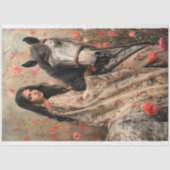 Papier Mousseline Fille Boho exotique sur un cheval Floral Folk Art (Recto)