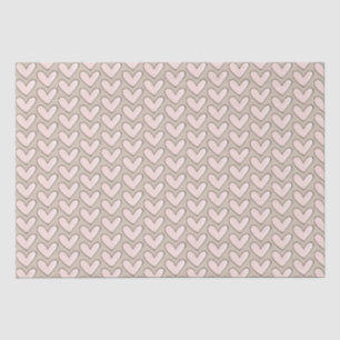 Papier Mousseline Fille Cream Coeurs roses Aimer