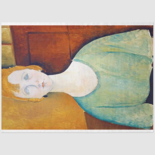 Papier Mousseline Fille dans une blouse verte, Modigliani (Recto)