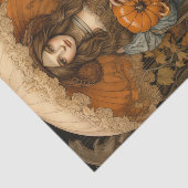 Papier Mousseline Fille d'automne avec Citrouille parapluie Découpag (Détail)