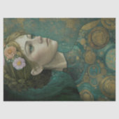 Papier Mousseline Fille de style Klimt avec des fleurs dans le dénou (Recto)