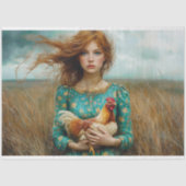 Papier Mousseline Fille des Prairies avec découpage de poulet (Recto)