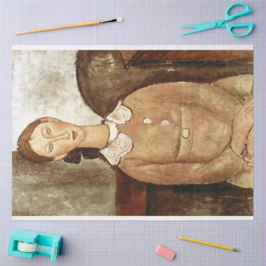 Papier Mousseline Fille en robe jaune, Modigliani (Artisanat)