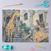 Papier Mousseline Fille et Giraffe Aquarelle Collage 1 (Artisanat)