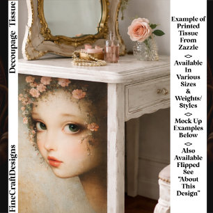 Papier Mousseline Fille Fleur Close Up Toile Vintage Découpage FF7L