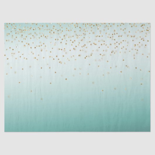 Papier Mousseline Fille Glam Gold Sparkle Confetti Mint Ombre (Recto)