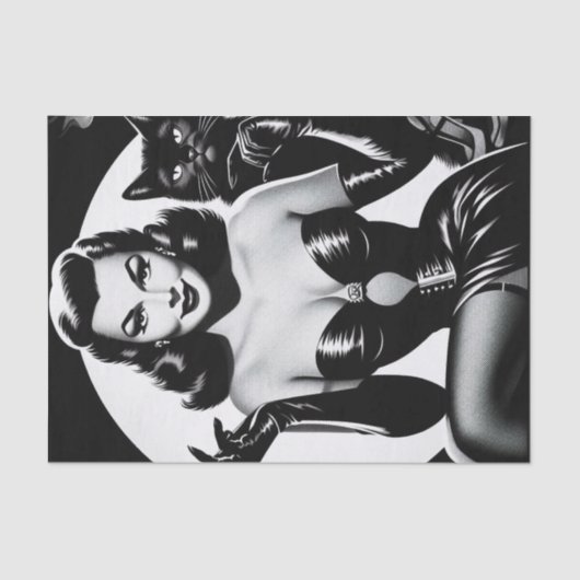 Papier Mousseline Fille Glamor Chat Noir (Recto)