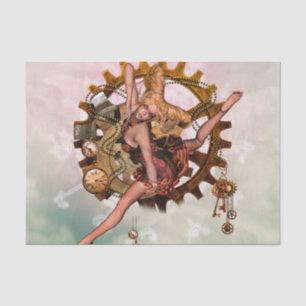 Papier Mousseline Fille merveilleuse de steampunk, conception d'or