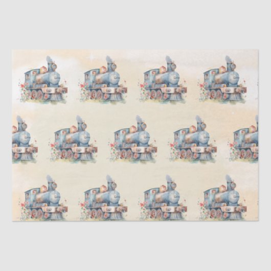 Papier Mousseline Fille moteur de train anniversaire (Recto)