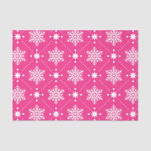 Papier Mousseline Fille Motif de Noël rose et blanc Snowflakes (Recto)