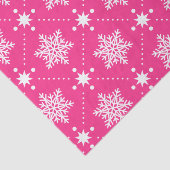 Papier Mousseline Fille Motif de Noël rose et blanc Snowflakes (Détail)