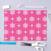 Papier Mousseline Fille Motif de Noël rose et blanc Snowflakes (Artisanat)