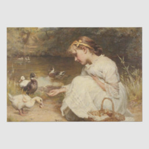 Papier Mousseline Fille nourricière canards (par Frederick Morgan)