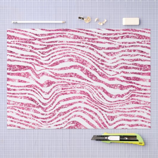 Papier Mousseline Fille Parties scintillant rose Zebra (Artisanat)