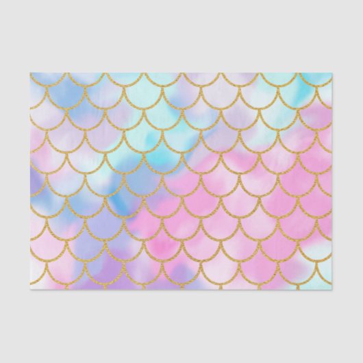 Papier Mousseline Fille Pastel Ombre Parties scintillant or Sirène (Recto)