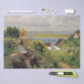 Papier Mousseline Fille perdue dans la pensée (par H.A. Brendekilde) (Artisanat)