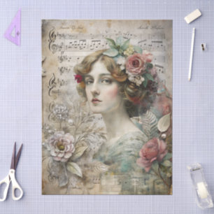 Papier Mousseline Fille romantique Victorienne Vintage Ephémère Flor