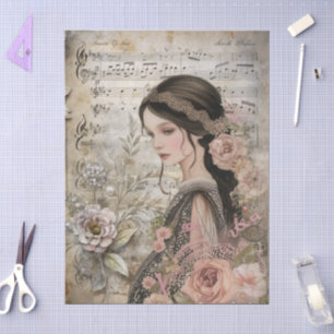 Papier Mousseline Fille romantique Victorienne Vintage Ephémère Flor