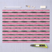 Papier Mousseline Fille rose blanc rayures noires (Artisanat)