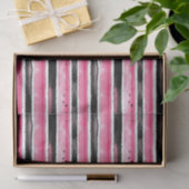 Papier Mousseline Fille rose blanc rayures noires (Cadeau)