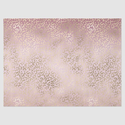 Papier Mousseline Fille Rose Blush Gold Ombre Empreinte de léopard (Recto)