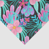 Papier Mousseline Fille rose violet Turquoise Aquarelle Fleurs Feuil (Détail)