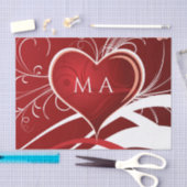 Papier Mousseline Fille Rouge & Blanc Coeur Abstrait Et Fleurs Flora (Artisanat)