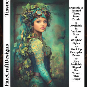 Papier Mousseline Fille Steampunk avec Coiffe de Lierre DK4RF Découp