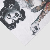 Papier Mousseline Fille tatouée rétro (Détail)