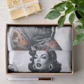 Papier Mousseline Fille tatouée rétro (Cadeau)