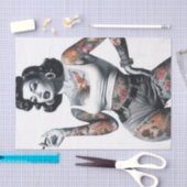 Papier Mousseline Fille tatouée rétro (Artisanat)