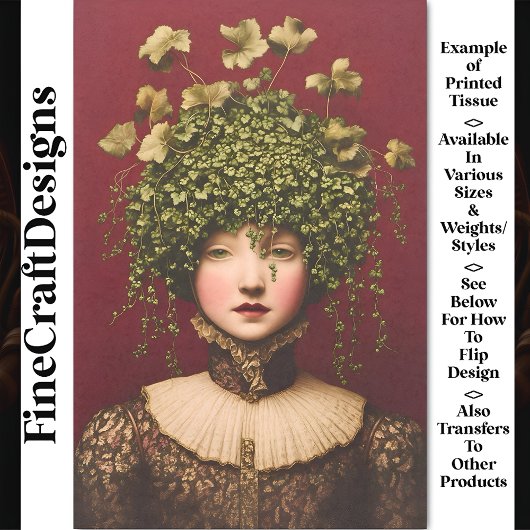 Papier Mousseline Fille victorienne, Robe de velours, Vins BE6 Décou