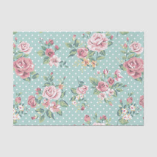 Papier Mousseline fille vintage blanche de polka de rose en bon état