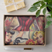 Papier Mousseline Filles encrées rétro (Cadeau)