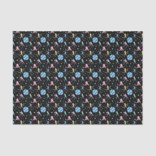 Papier Mousseline Filles Softball - Joueuses avec étoiles (Recto)