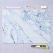 Papier Mousseline Fils de marbre blanc et gris bleu modernes (Artisanat)