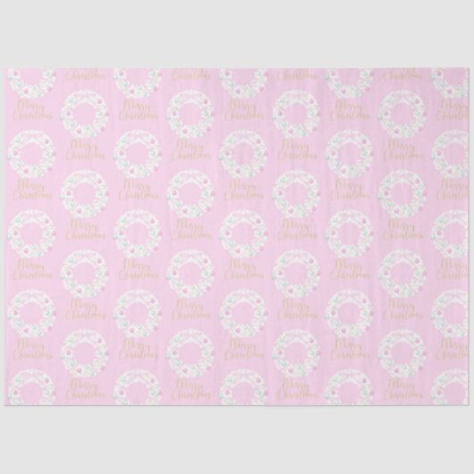 Papier Mousseline Fils de Noël Joyeux Noël rose (Recto)