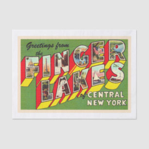 Papier Mousseline Finger Lakes New York New York Grande lettre Carte
